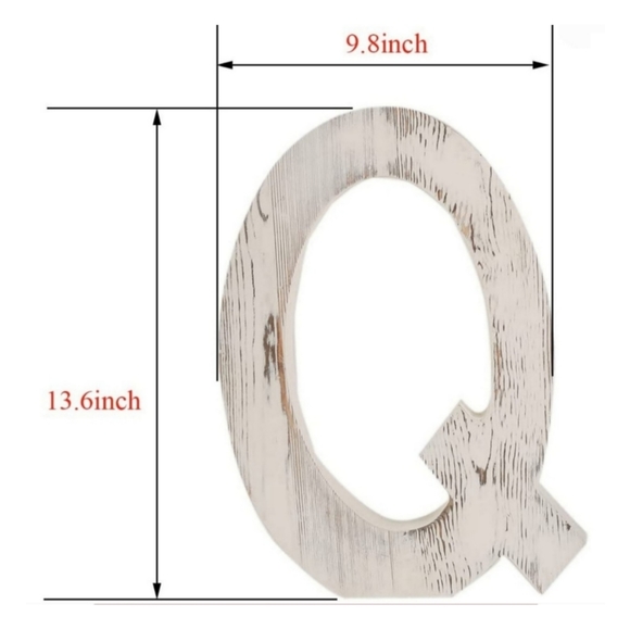 Large Distressed White Wall Desk Letter Q - Picture 13 of 15
